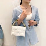 Women Bag Checker Pattern PU Chain Small Shoulder Crossbody Messenger