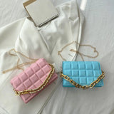 Women Bag Checker Pattern PU Chain Small Shoulder Crossbody Messenger