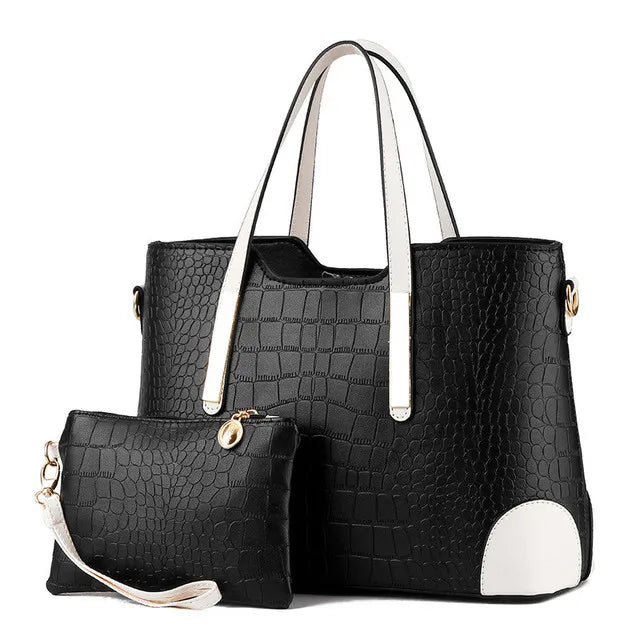 Vintage Crocodile Pattern Shoulder Handbag Purse Wallet Leather Handbags