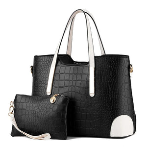 Vintage Crocodile Pattern Shoulder Handbag Purse Wallet Leather Handbags