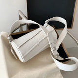 Cylindrical PU Leather Lady Messenger Bag Handbag