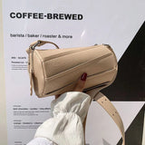 Cylindrical PU Leather Lady Messenger Bag Handbag
