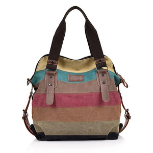 Rainbow Canvas Shoulder Bag for Women Lady Messenger Crossbody