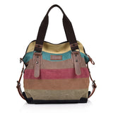 Rainbow Canvas Shoulder Bag for Women Lady Messenger Crossbody