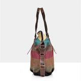 Rainbow Canvas Shoulder Bag for Women Lady Messenger Crossbody