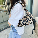 Women Bag PU Pleated Shoulder Animal Pattern Print Hobos Underarm Bags