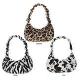 Women Bag PU Pleated Shoulder Animal Pattern Print Hobos Underarm Bags