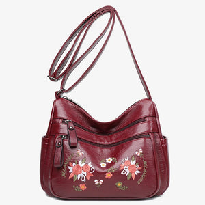 Embroidered Crossbody Bags Totes for Women Pu Leather
