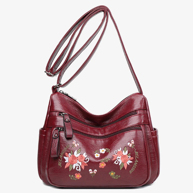 Embroidered Crossbody Bags Totes for Women Pu Leather