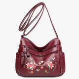 Embroidered Crossbody Bags Totes for Women Pu Leather