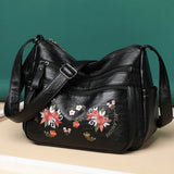 Embroidered Crossbody Bags Totes for Women Pu Leather