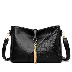 Tassel Leather Shoulder Bag for Women - Crossbody Messenger Tote Handbags