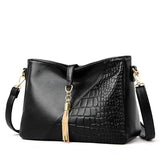 Tassel Leather Shoulder Bag for Women - Crossbody Messenger Tote Handbags