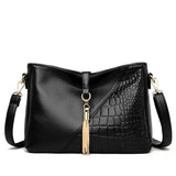 Tassel Leather Shoulder Bag for Women - Crossbody Messenger Tote Handbags