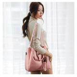 Women 3pcs Large Casual Leather Shoulder Bag Set