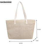 Women Beach Straw Woven Shoulder Tote Bag Casual Large Handbags