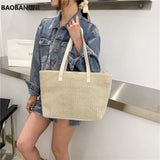 Women Beach Straw Woven Shoulder Tote Bag Casual Large Handbags