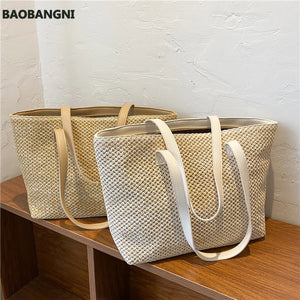 Women Beach Straw Woven Shoulder Tote Bag Casual Large Handbags
