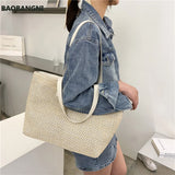 Women Beach Straw Woven Shoulder Tote Bag Casual Large Handbags