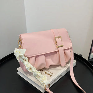 Women Belt Decorative Fold Bags Silk Scarf Shoulder Messenger Bag