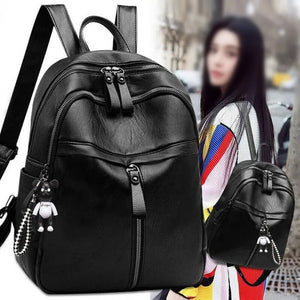 Casual Backpack for Women with Bear Pendant