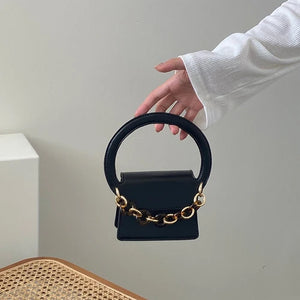 Women Shoulder Bags Ring Belt Female Clutch Purse Handbags PU Leather