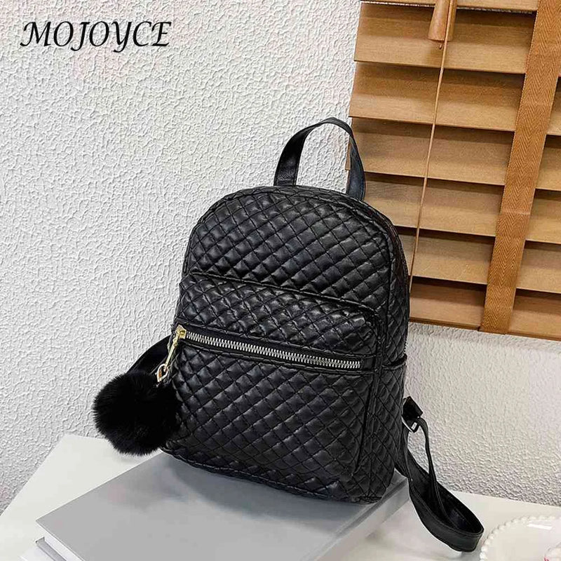 Women Backpack Travel Lattice Pattern Handbag Double Shoulder Bag