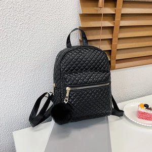 Women Small Backpack Travel Lattice Pattern Handbag Double Shoulder Bag