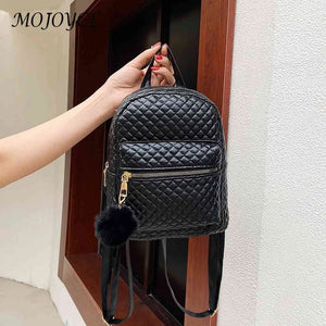 Women Backpack Travel Lattice Pattern Handbag Double Shoulder Bag