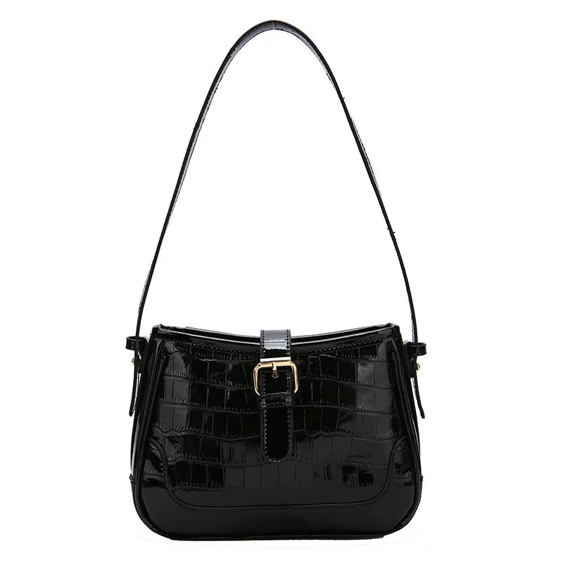 Women Bling Armpit Bags Glitter Stone Pattern Leather Handbags Crossbody Bag