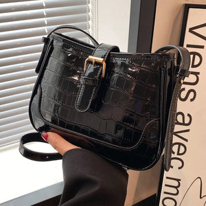 Women Bling Armpit Bags Glitter Stone Pattern Leather Handbags Crossbody Bag