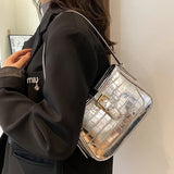 Women Bling Armpit Bags Glitter Stone Pattern Leather Handbags Crossbody Bag