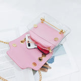 Women Small Square Shoulder Bag Clear Transparent PU Composite Messenger Bags