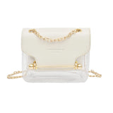 Women Small Square Shoulder Bag Clear Transparent PU Composite Messenger Bags