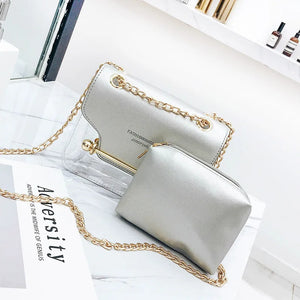 Women Small Square Shoulder Bag Clear Transparent PU Composite Messenger Bags