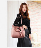 Women Bucket Handbag Large Capacity PU Leather Shoulder Bag Female 3 Pcs Set