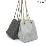 Sequin Evening Party Silver Purse Women Bucket Shoulder Bag