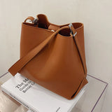Women Bucket Shoulder Bag PU Leather Crossbody Messenger Bags Totes Handbags
