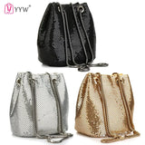 Sequin Crossbody Bucket Shoulder Bag Evening Party Purse