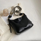 Women Bucket Shoulder Bags High Retro Oil Wax Pu Leather Crossbody Bag