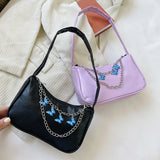 Women Butterfly Chain Bag Candy Ladies Shoulder Underarm Bags PU Leather Handbag