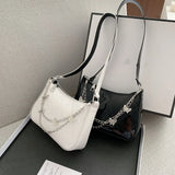 Women Butterfly Chain Shoulder Bags PU Leather Lattice Pattern Armpit Bags