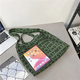 Women Canvas Letters Printing Shoulder Bag Vintage Large Tote Handbag
