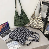 Women Canvas Letters Printing Shoulder Bag Vintage Large Tote Handbag