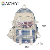 Women Patchwork Transparent Backpack Preppy Style Schoolbag