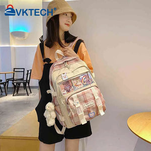 Women Canvas Transparent Backpack Schoolbag
