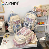 Women Patchwork Transparent Backpack Preppy Style Schoolbag