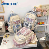 Women Canvas Transparent Backpack Schoolbag