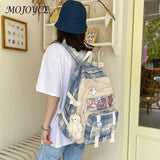 Canvas Rucksack Patchwork Backpack Preppy Style Students Knapsack