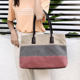 Women Canvas Shoulder Bag Ladies Striped Messenger Bag Large Capacity Crossbody